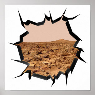 Poster Paisagem de Marte da NASA Twin Peaks Vista 3D da P