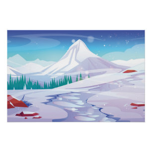 Póster Paisagem de montanha de neve