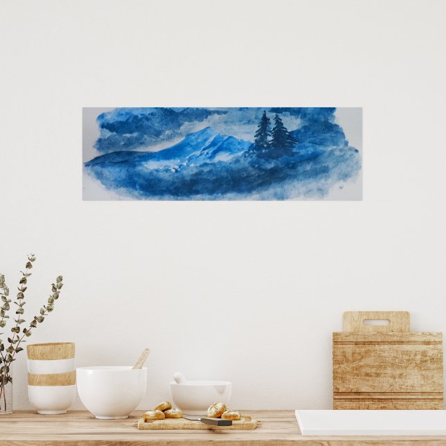 Poster Paisagem de Montes Polares e Árvores (Cozinha)