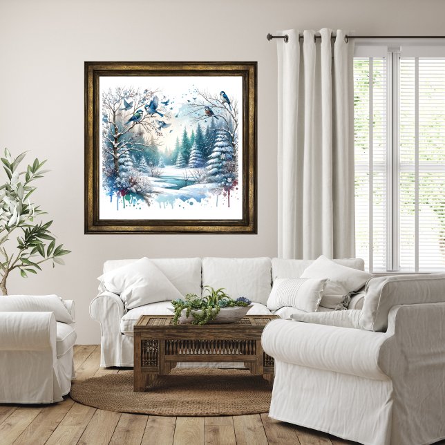 Poster Paisagem de Neve na Floresta Inverna (Winter Forest Snow Landscape Poster 1)