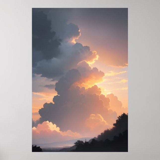 Poster Paisagem de Nuvens ao Pôr do Sol (Frente)