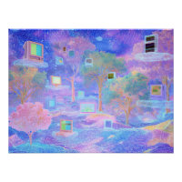 Paisagem de Nuvens Vaporwave com Janelas Flutuante