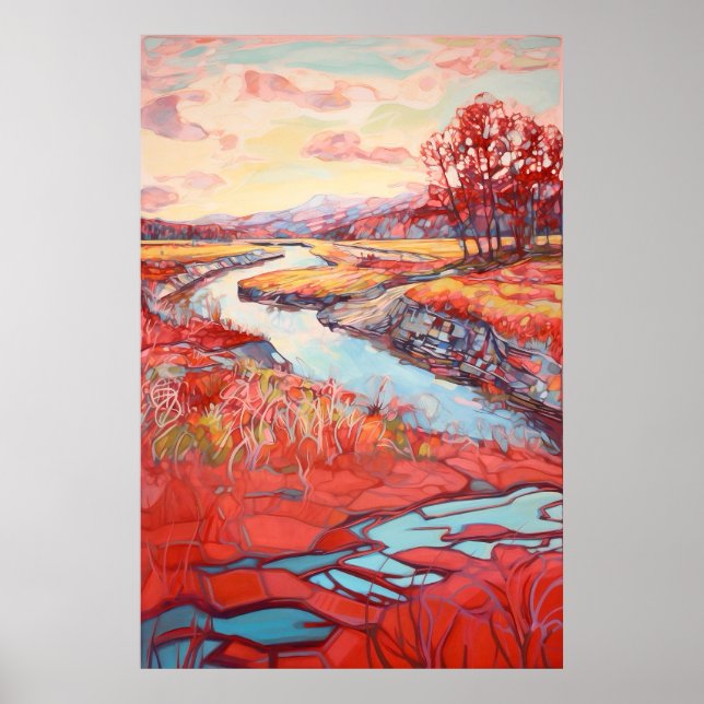 Poster Paisagem de Paisagem de Cores de Água (Frente)