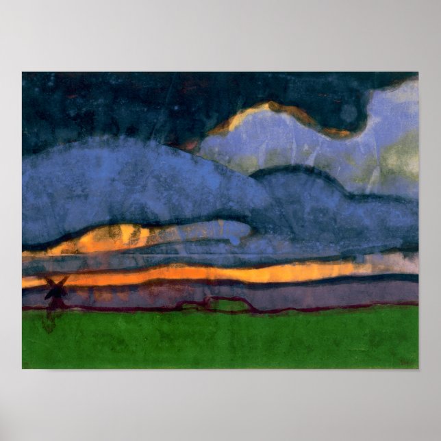 Poster Paisagem de Pântano com um Moinho | Emil Nolde | (Frente)