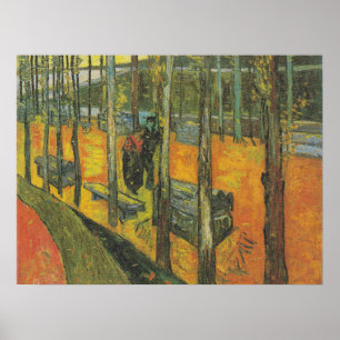 Poster Paisagem de parque de outono laranja Van Gogh vint