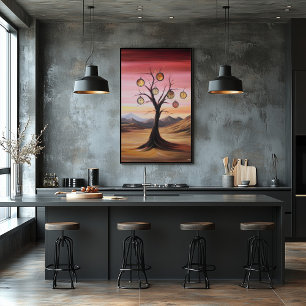 Poster Paisagem de Passagem de Relógios em uma árvore