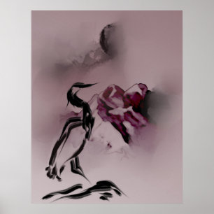 Poster Paisagem de pintura de Heron Heron Bird