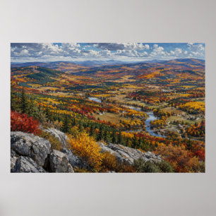Poster Paisagem de pintura do vale do rio outonal