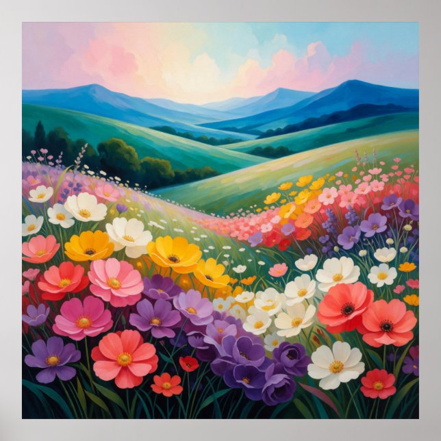 Poster Paisagem de Prado de Flores Silvestres 🌼 (Frente)