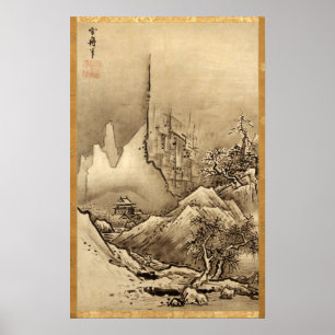 Póster Paisagem de quatro estações - queda de Sesshu To