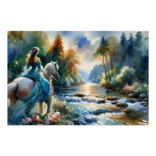 Póster Paisagem de Sonho da Cavaleira do Rio da Floresta