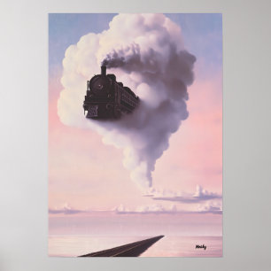Poster Paisagem de Sonho Surrealista - Trem Emergindo da 