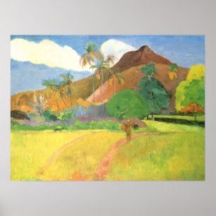 Póster Paisagem de Tahitian, montanhas Tahiti, Paul