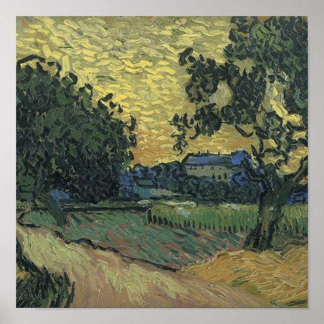 Poster Paisagem de Van Gogh ao Crepúsculo (Frente)