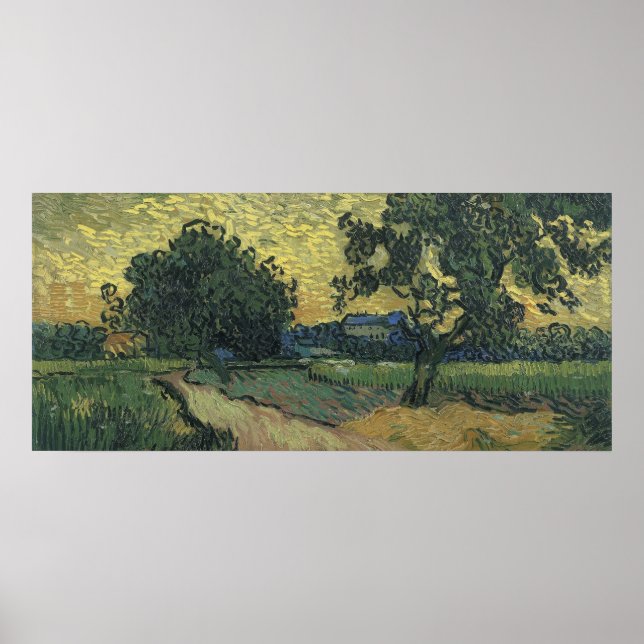 Poster Paisagem de Van Gogh ao Crepúsculo (Frente)