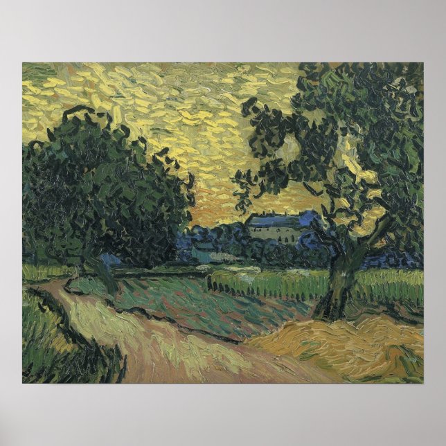 Poster Paisagem de Van Gogh ao Crepúsculo (Frente)