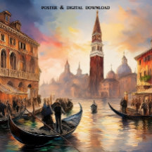 Paisagem de Veneza: pôr do sol, Grande Canal, San 