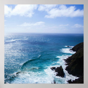Poster Paisagem de Verão turva com Cliff