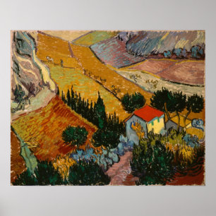 Póster Paisagem de Vincent van Gogh   com casa &