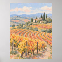Paisagem de Vinhedo de Outono com Ciprestes