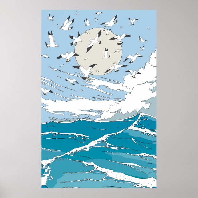 Poster Paisagem de Vintage Japonês (Frente)