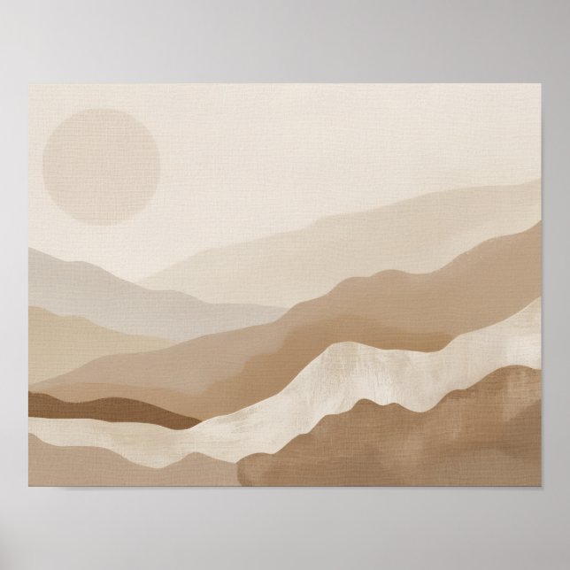 Poster Paisagem Desértica em Camadas de Tom Neutro (Frente)
