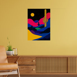 Poster Paisagem Desértica Vibrante à Noite