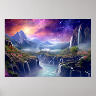Poster Paisagem Dimensão Mágica Arte Planeta Fantástica