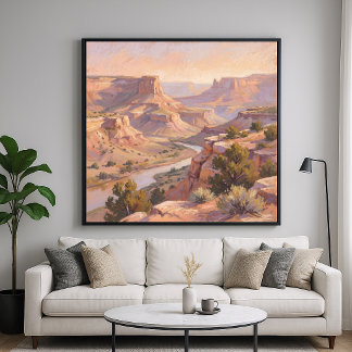 Poster Paisagem do Canyon - Estilo de Pintura em Pastel A