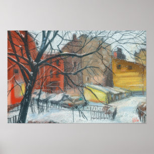 Poster Paisagem do Curso de inverno Paintagem com Pastel