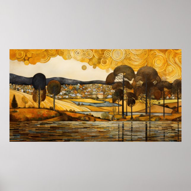 Poster Paisagem do estilo Gustav Klimt (Frente)