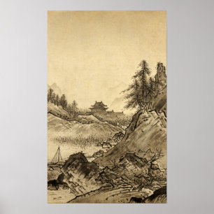 Póster Paisagem do inverno de Sesshu Toyo