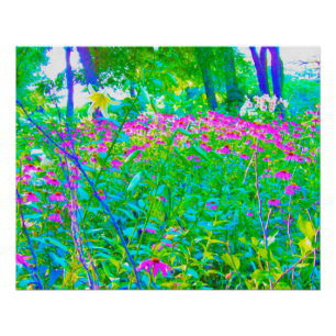 Póster Paisagem do Jardim Impressionista Azul Aqua