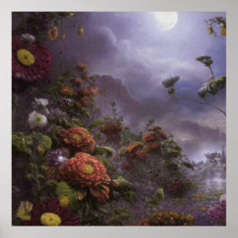 Poster Paisagem do Jardim Magnético Fantasy Moonlight