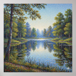 Poster Paisagem do Lago Pointillism