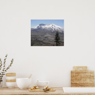 Póster Paisagem do Monte St Helens Vulcão Coberto de Neve