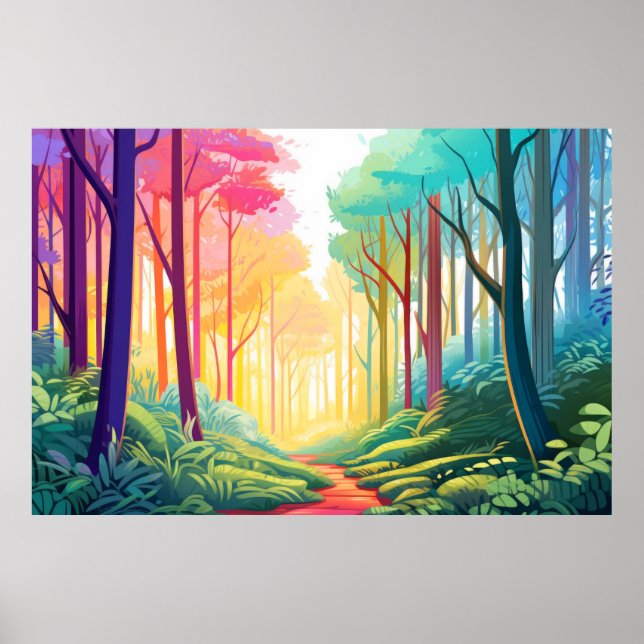 Poster Paisagem do outono na Floresta (Frente)