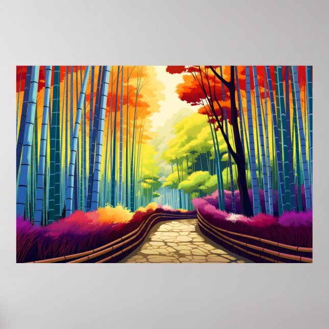 Poster Paisagem do outono na Floresta (Frente)