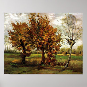 Poster Paisagem do outono Quatro Árvores Van Gogh Belas