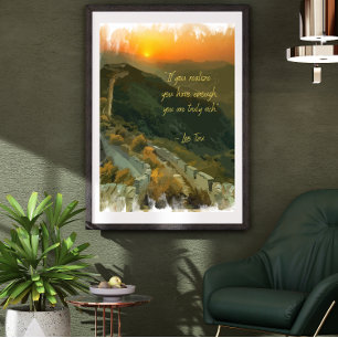 Poster paisagem do pôr do sol com cor d'água com aspas