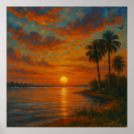 Poster Paisagem do Pôr do Sol Floridiano