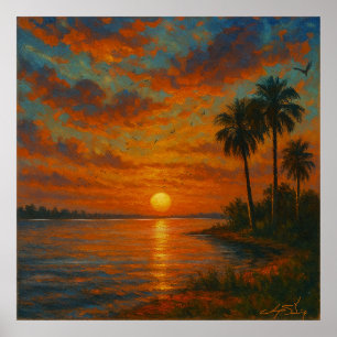 Poster Paisagem do Pôr do Sol Floridiano