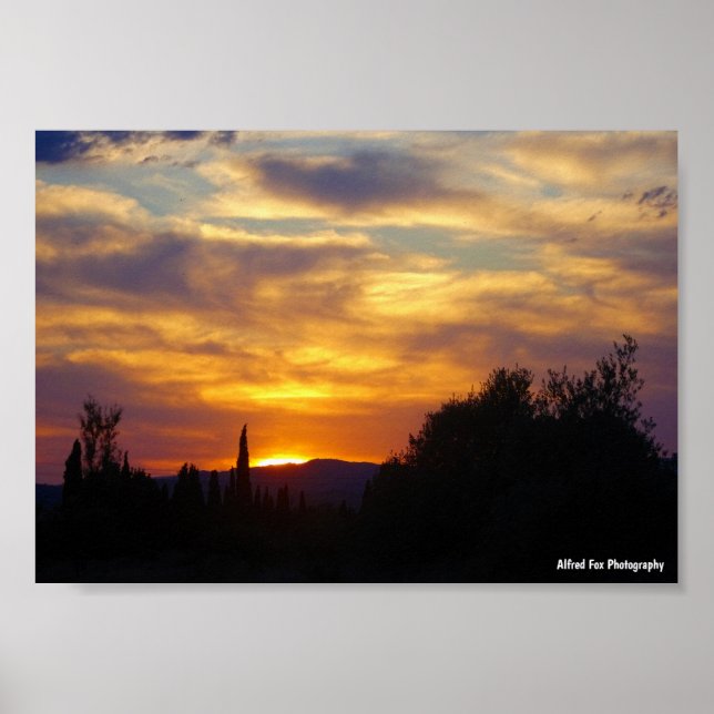 Poster Paisagem do Pôr do Sol na Montanha (Frente)