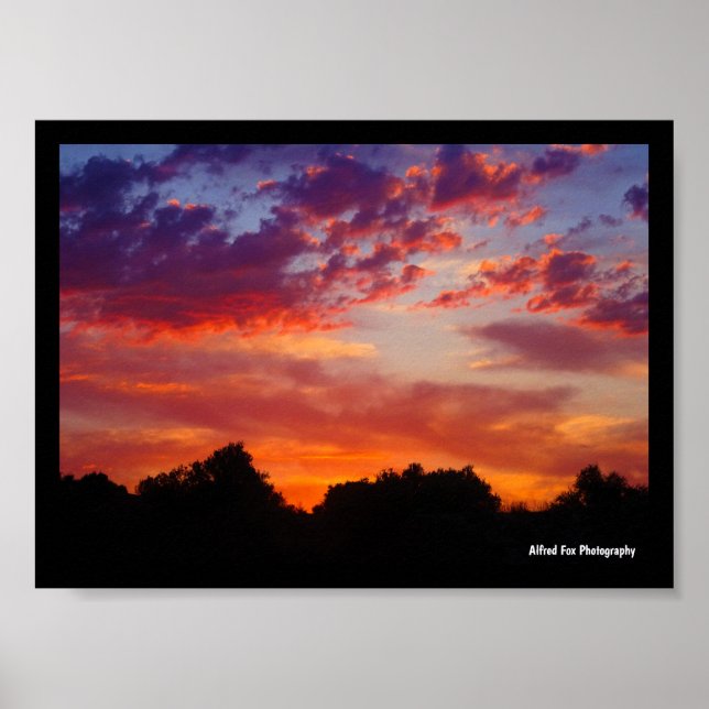 Poster Paisagem do Pôr do Sol Roxo (Frente)