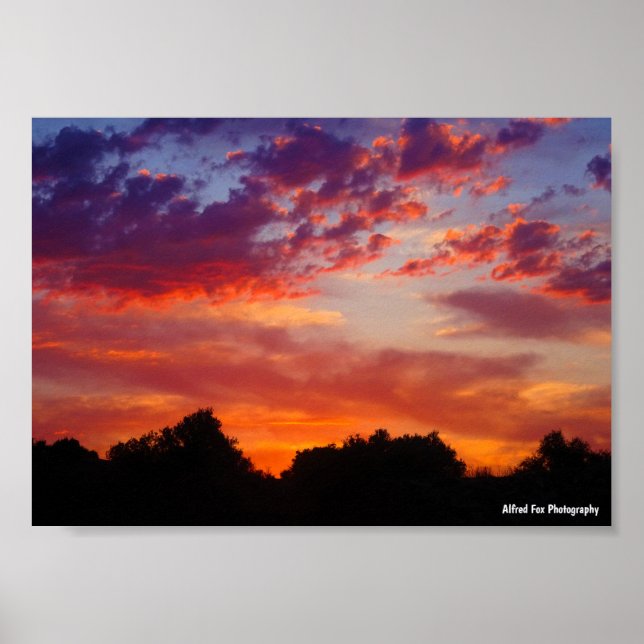 Poster Paisagem do Pôr do Sol Roxo (Frente)