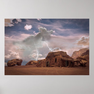 Póster Paisagem do relâmpago do deserto do sudoeste das