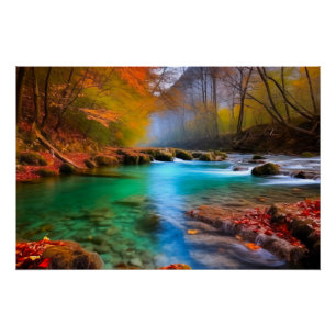 Póster Paisagem do Rio de Outono Tranquilo