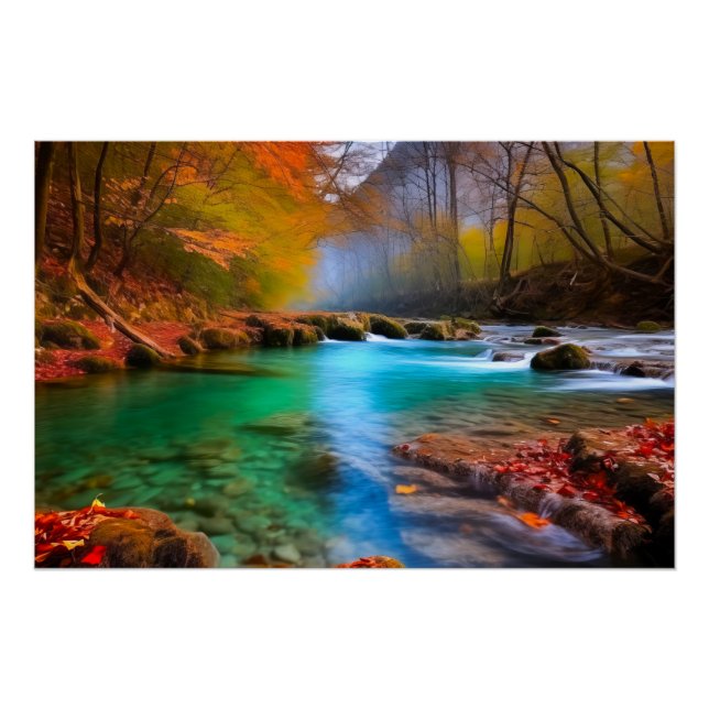 Póster Paisagem do Rio de Outono Tranquilo (Frente)