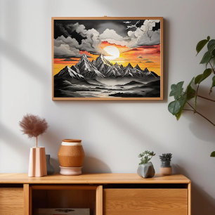 Poster Paisagem do Sol da Montanha Russa
