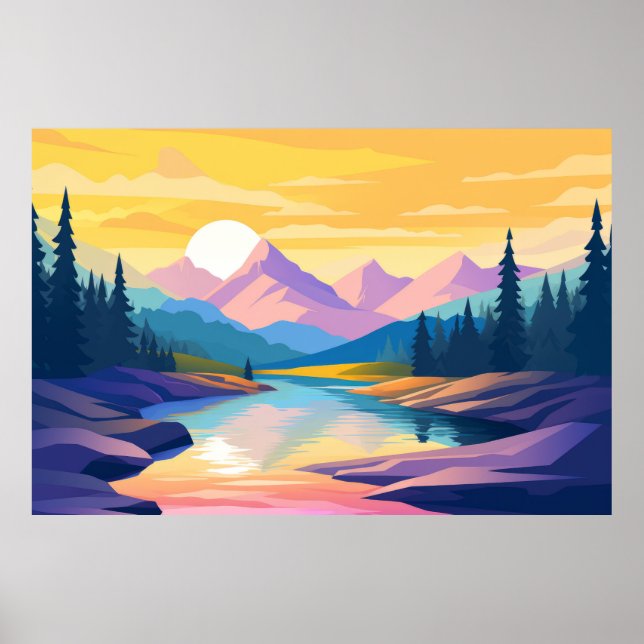 Poster Paisagem do Vale das Montanhas (Frente)